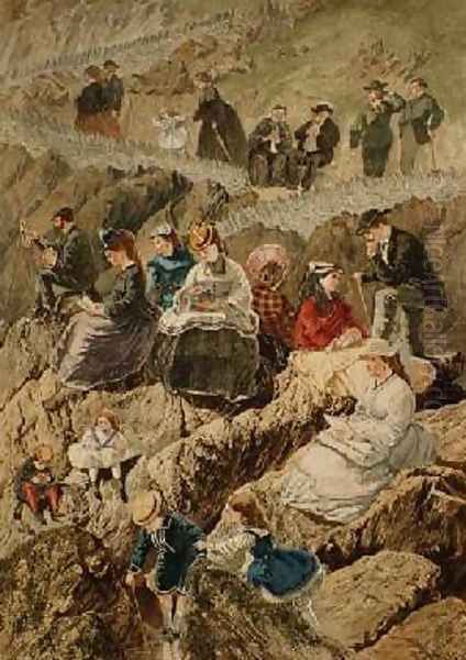 Visitors at Ilfracombe North Devon 1872 Oil Painting by William McConnell