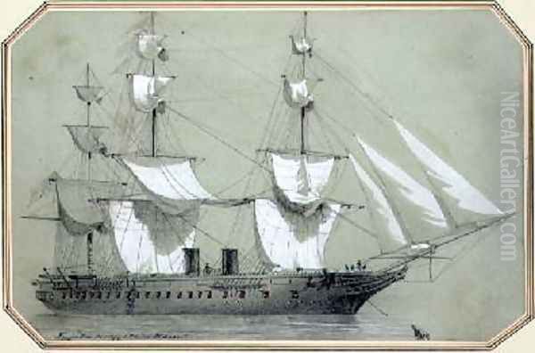 The Warrior the first British iron warship commissioned by the Government in 1859 and at sea Oil Painting by William McConnell