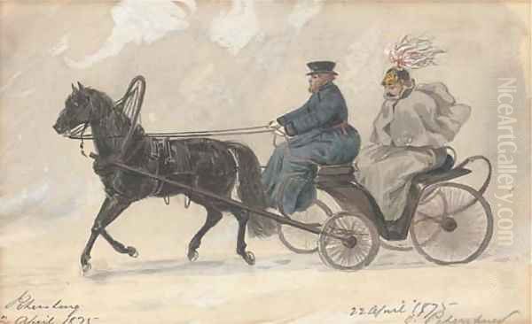 An officer in a horse-drawn carriage, St. Petersburg Oil Painting by William McConnell