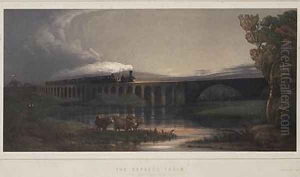 The Express Train 1850 Oil Painting by Henry Maplestone