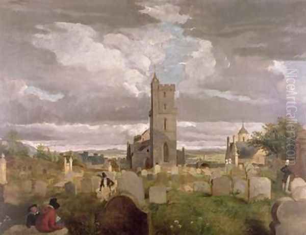 The Old Churchyard Stirling 1835 Oil Painting by Robert Mitchell