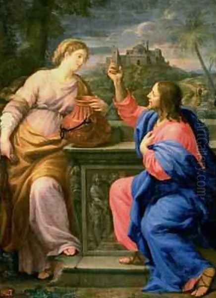 Christ and the Woman from Samaria Oil Painting by Carlo Maratta or Maratti