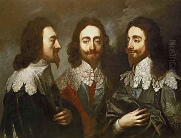 Charles I in Three Positions Oil Painting by Carlo Maratta or Maratti