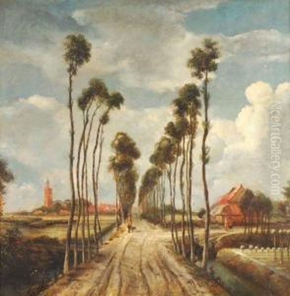 The Avenue Atmiddelharnis Oil Painting by Meindert Hobbema