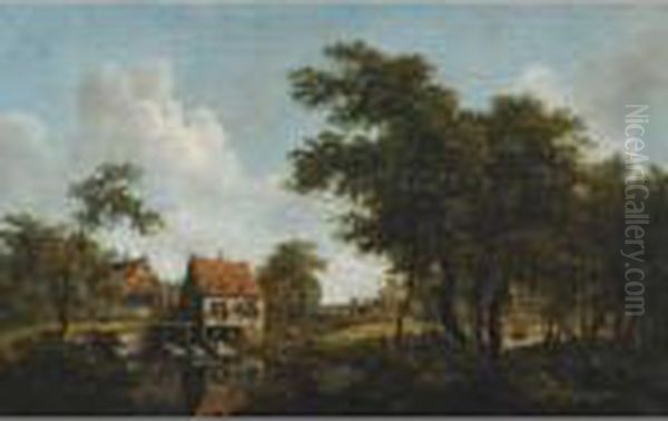 The Water Mill Oil Painting by Meindert Hobbema