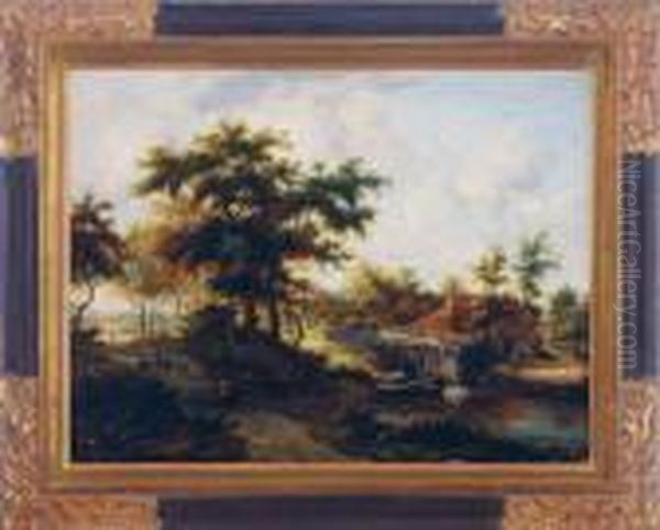 Watermill In A Wooded Landscape Oil Painting by Meindert Hobbema