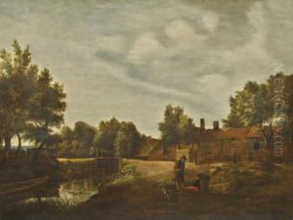 Landschaft Mit Dorf Oil Painting by Meindert Hobbema