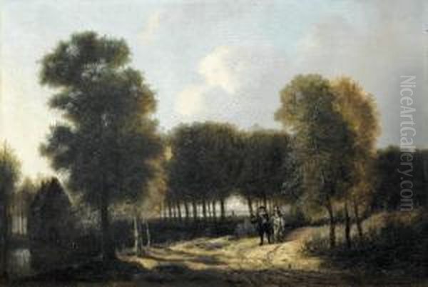 Waldlandschaft Mit Zwei Jagern Oil Painting by Meindert Hobbema