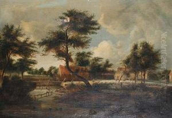 The Mill House Oil Painting by Meindert Hobbema