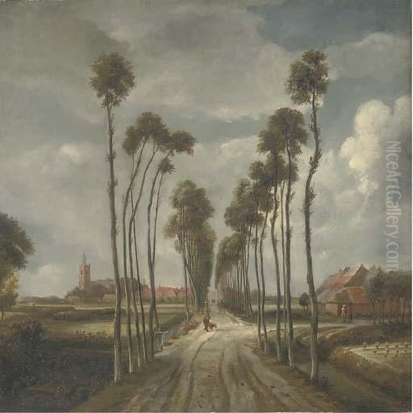 The Avenue At Middlemarnis Oil Painting by Meindert Hobbema