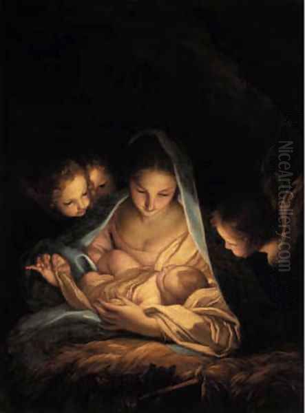 The Holy Night Oil Painting by Carlo Maratta or Maratti