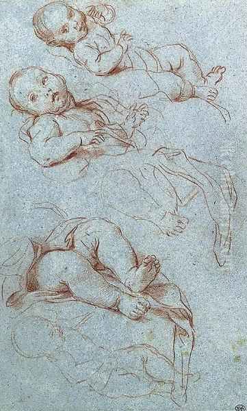 Four studies for the infant Virgin Oil Painting by Carlo Maratta or Maratti