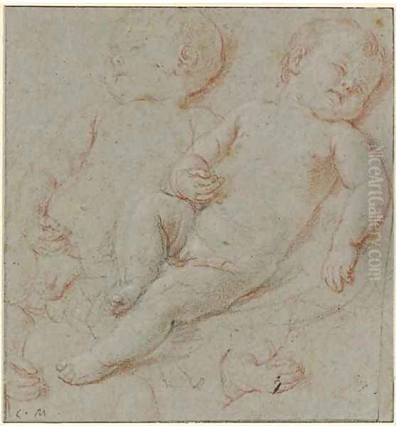 Two studies of a baby sleeping Oil Painting by Carlo Maratta or Maratti