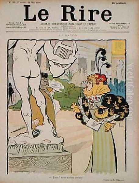 At the Sculpture Exhibition front cover of Le Rire 23rd May 1896 by Lucien Metivet