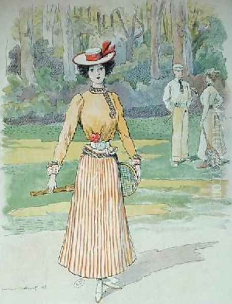 Tennis Outfit 1898 Oil Painting by Lucien Metivet