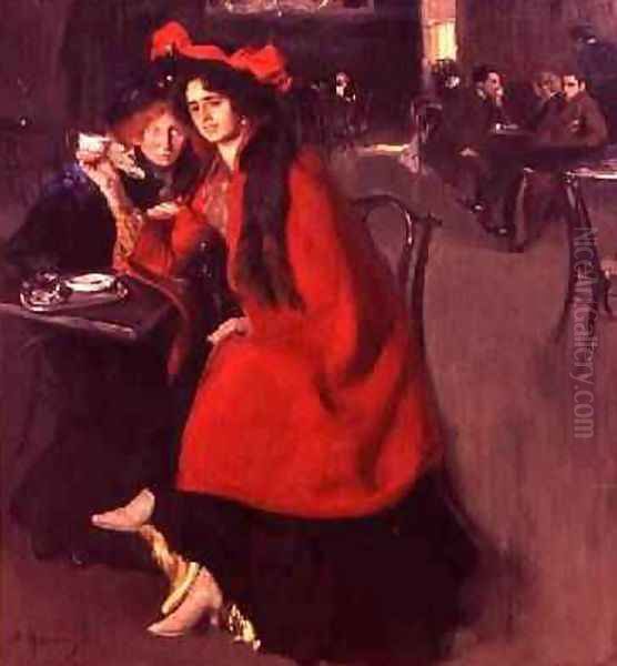 In a Cafe 1902 Oil Painting by A. A. Murashko