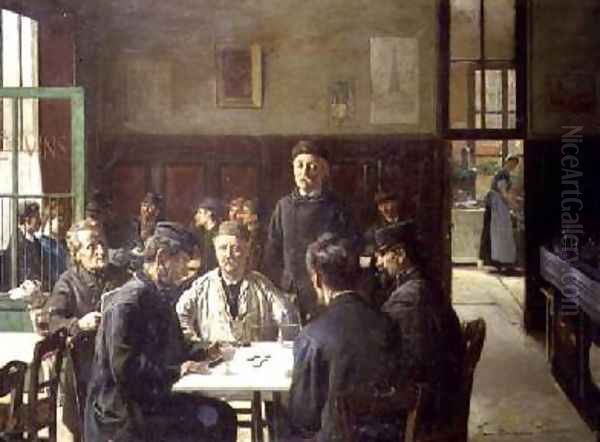 The Domino Players Oil Painting by Franz Moormans