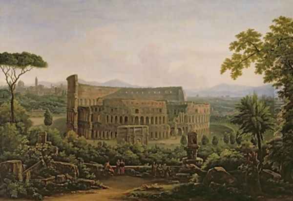 View of the Colosseum from the Palatine Hill Rome 1816 Oil Painting by Fedor Mikhailovich Matveev