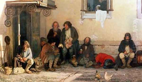 Dinner at the Zemstvo 1872 Oil Painting by Grigori Grigorievich Mjasoedov