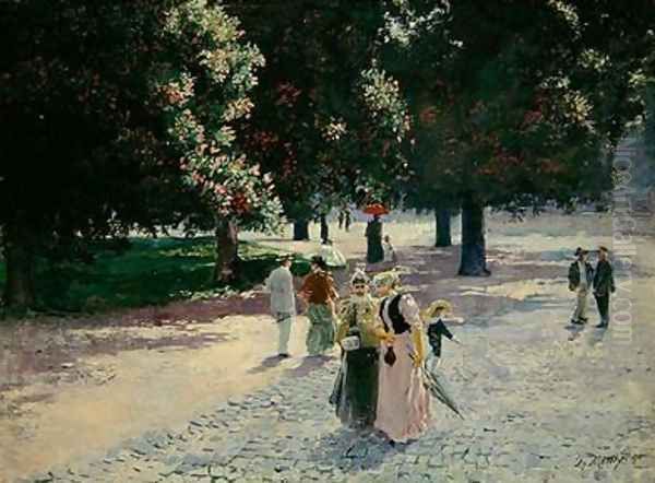 At the Edge of the Park 1894 Oil Painting by Theodor Matthei