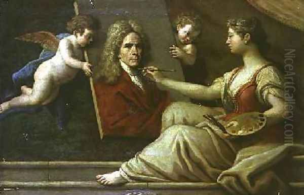 Self Portrait in an Allegory of the Arts Oil Painting by Paolo di Matteis