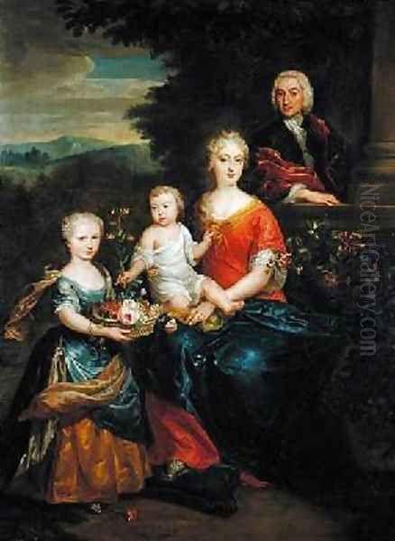 Family Group 1720s Oil Painting by James Francis Maubert