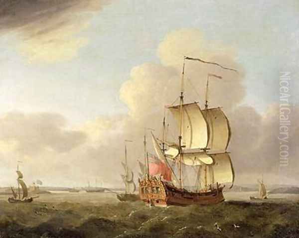 Shipping in the Thames Estuary 1761-66 Oil Painting by Thomas Mellish