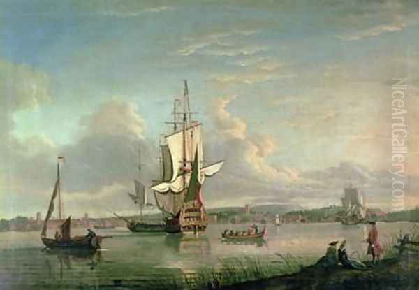 Gunship on the Thames off Woolwich Oil Painting by Thomas Mellish