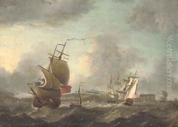 Warships jostling in the Channel off Dover Oil Painting by Thomas Mellish