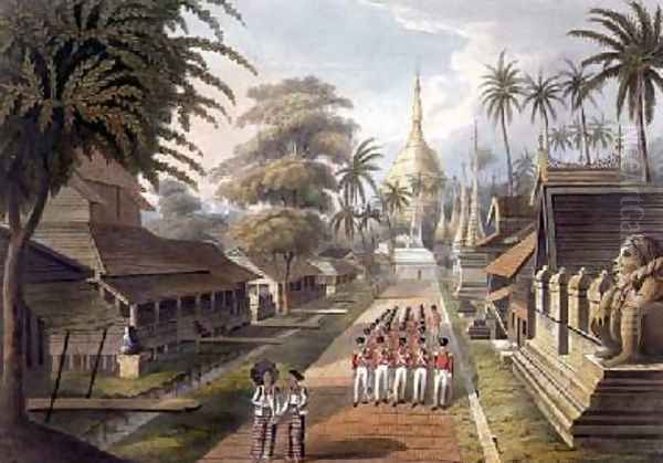 The Principal Approach to the Great Dagon Pagoda at Rangoon Oil Painting by Joseph Moore