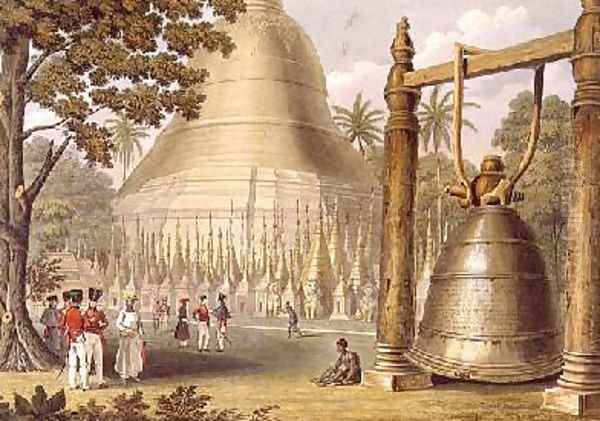 Scene upon the Terrace of the Great Dagon Pagoda at Rangoon Oil Painting by Joseph Moore