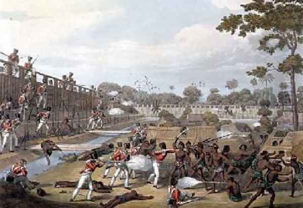 Rangoon The Storming of one of the Principal Stockades on July 8th 1824 Oil Painting by Joseph Moore