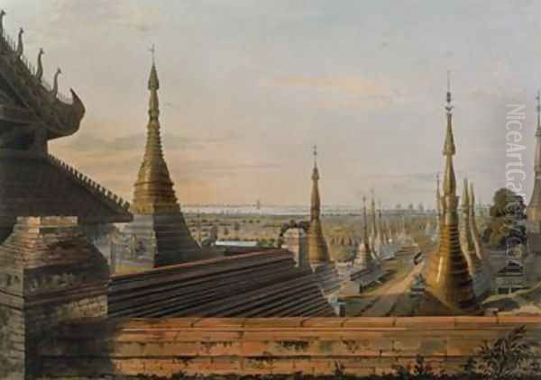 Scene upon the Eastern Road from Rangoon Looking Towards the South Oil Painting by Joseph Moore