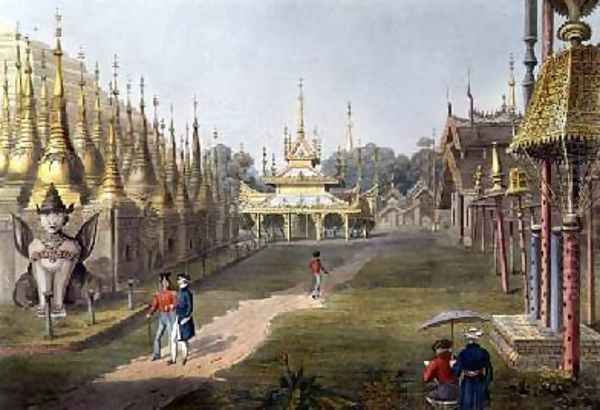 Scene upon the Terrace of the Great Dagon Pagoda at Rangoon Looking Towards the North Oil Painting by Joseph Moore