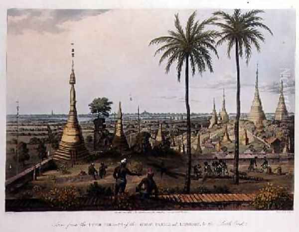 Scene from the Upper Terrace of the Great Pagoda at Rangoon to the South East Oil Painting by Joseph Moore