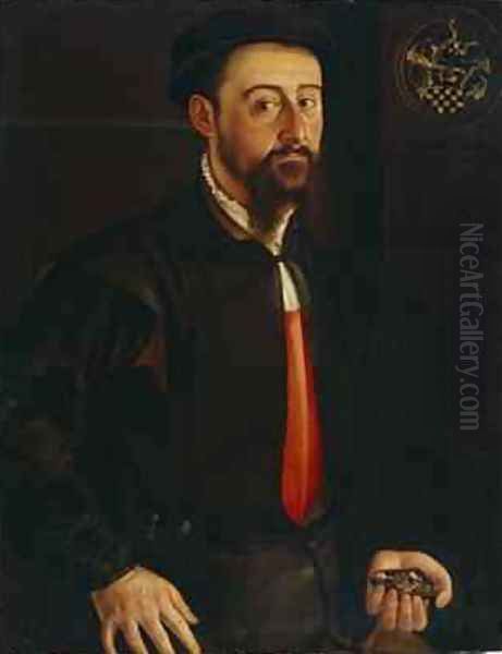 Portrait of a Goldsmith or Jeweller 1551 Oil Painting by Hans Muelich or Mielich