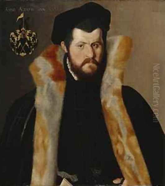 Portrait of a 36 year-old Man 1563 Oil Painting by Hans Muelich or Mielich