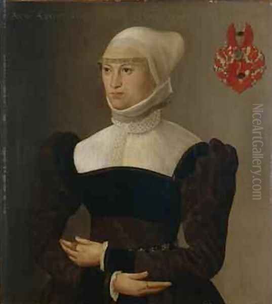 Portrait of a 28 year-old Woman 1563 Oil Painting by Hans Muelich or Mielich