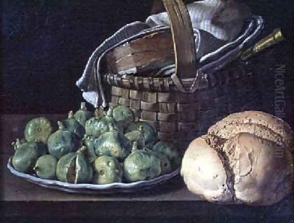 Still Life With Figs 1746 Oil Painting by Luis Egidio Menendez or Melendez