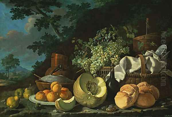 The Afternoon Meal Oil Painting by Luis Egidio Menendez or Melendez