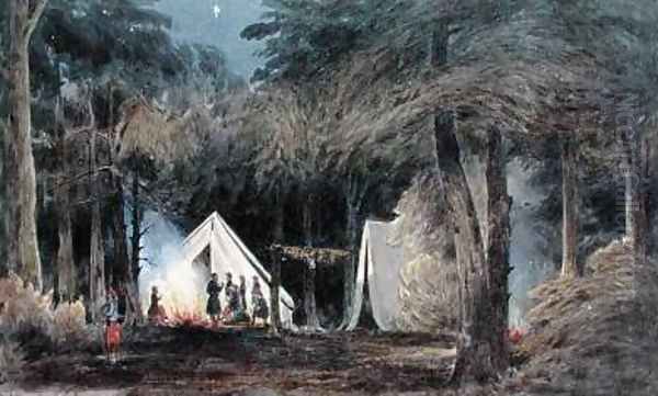 Encampment of Duryeas Zouaves Virginia 1862 Oil Painting by William the Younger MacIlvaine