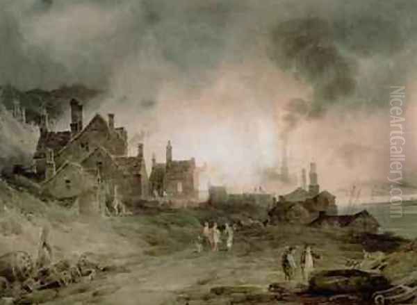 Bedlam Furnace Madeley Dale Shropshire 1803 Oil Painting by Paul Sandby Munn