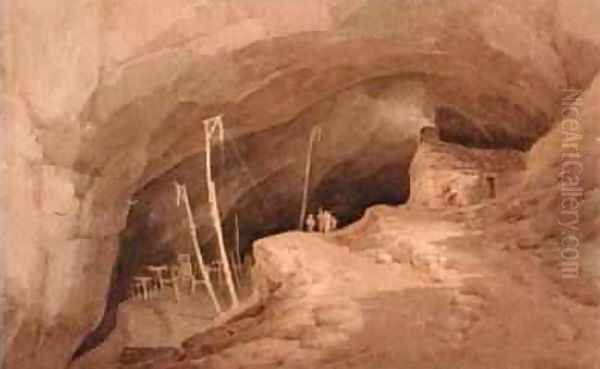 The Peak Cavern Derbyshire 1803 Oil Painting by Paul Sandby Munn