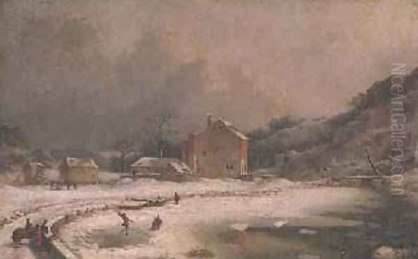 Winter Scene Oil Painting by William Malbon