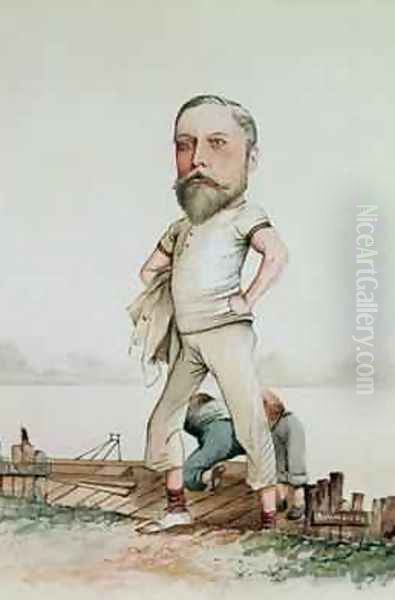 A Rowing Type caricature of Edward VII 1841-1910 1880 Oil Painting by F.H. Manby