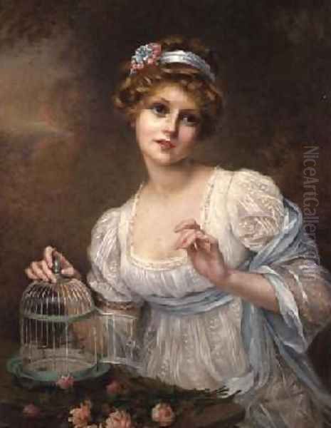 The Empty Birdcage Oil Painting by Francois Martin-Kavel