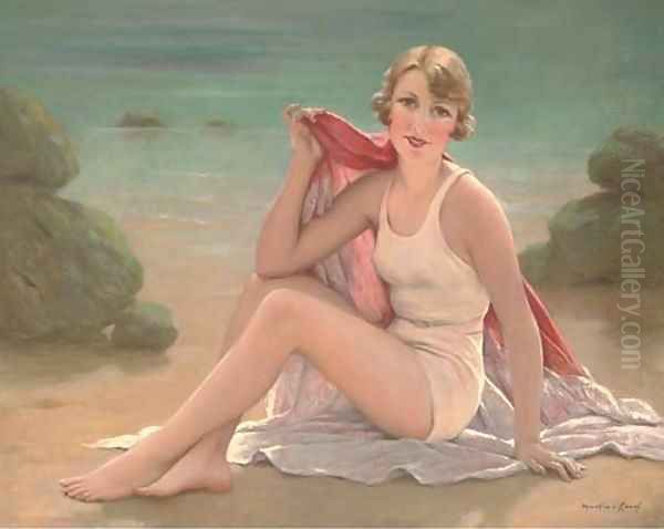 A bathing beauty Oil Painting by Francois Martin-Kavel