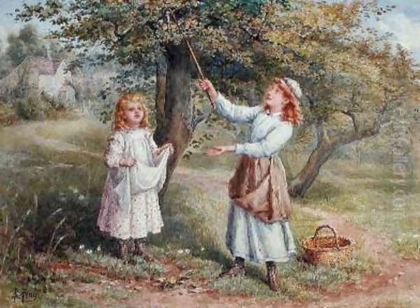 Picking Apples Oil Painting by Samuel McCloy