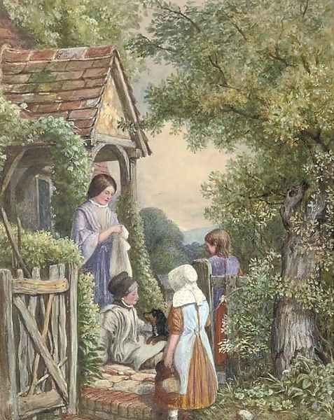 Outside the cottage Oil Painting by Samuel McCloy