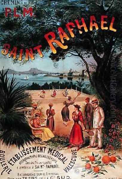 Poster advertising PLM Trains to St Raphael Oil Painting by J. Minot